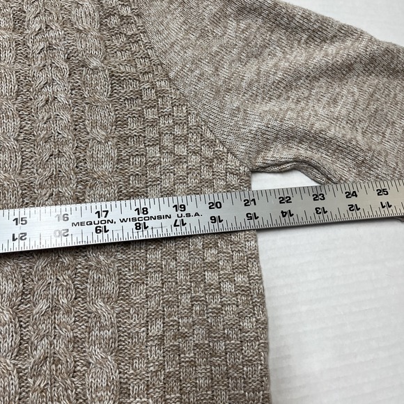 Buffalo David Britton Sweater Mens L Tan Cable Knit Mock Neck 1/4 Button Preppy - Picture 13 of 14